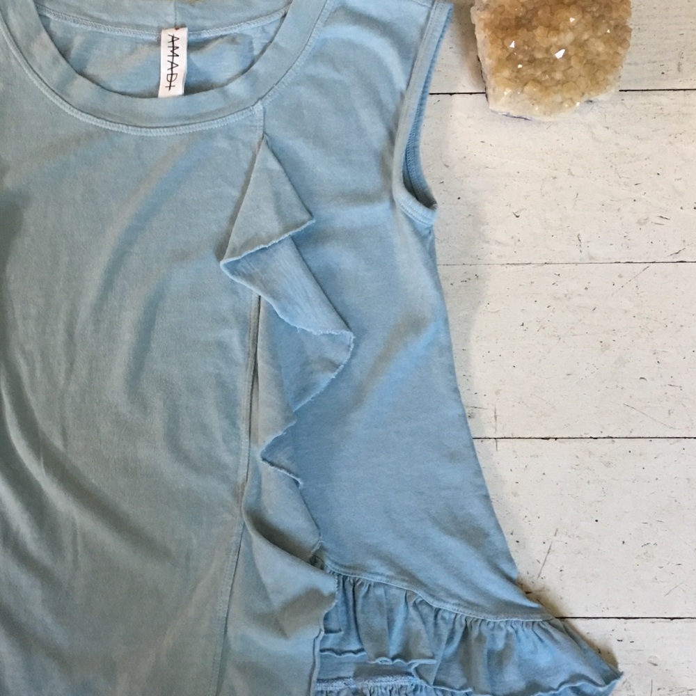 Anthropologie Amadi Vanya Blue Ruffled Top